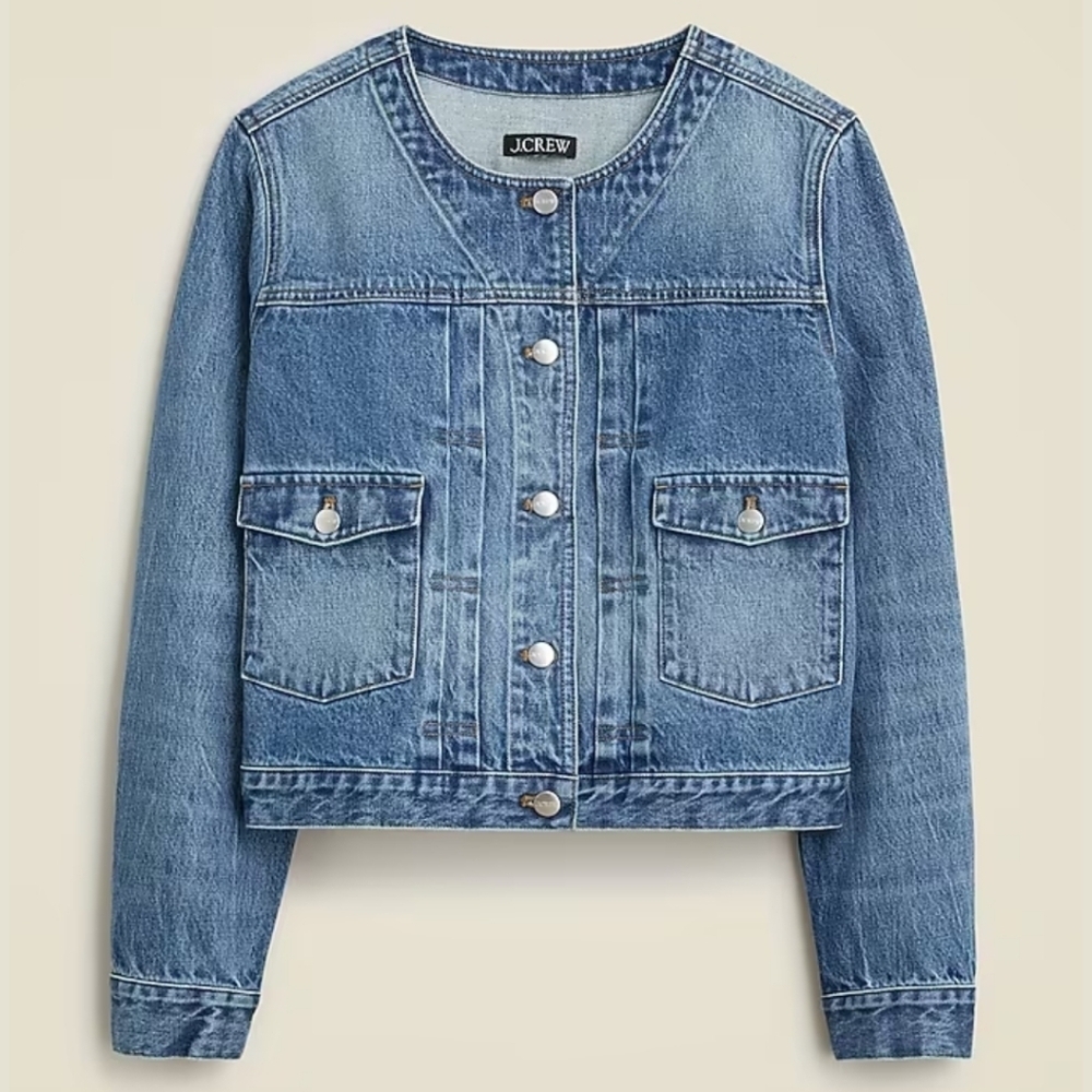 New! J. Crew Pleated Denim Lady Jacket